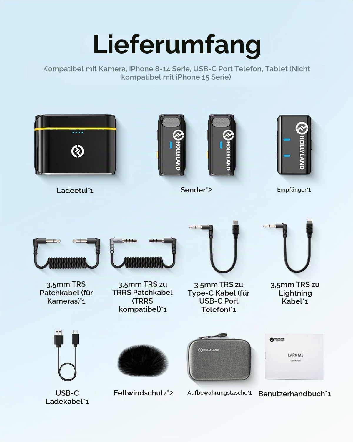 hollyland-lark-m1-kabelloses-lavalier-mikrofon-schwarz image 8