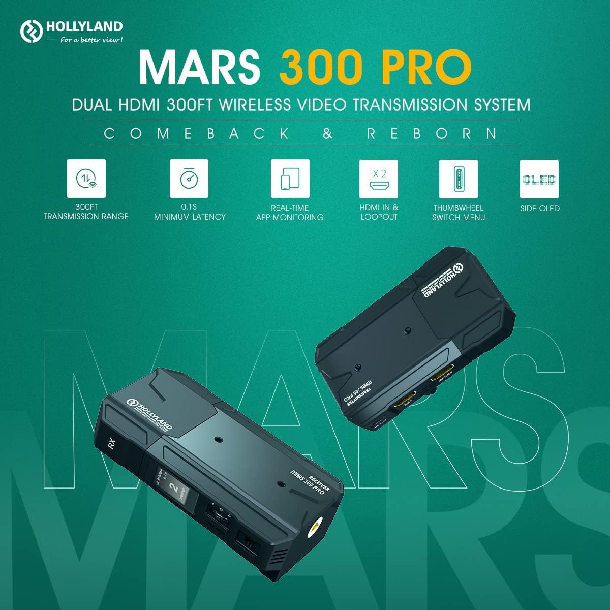 hollyland-mars-300-pro-hdmi-wireless-video-set-1080p60-100m image 2