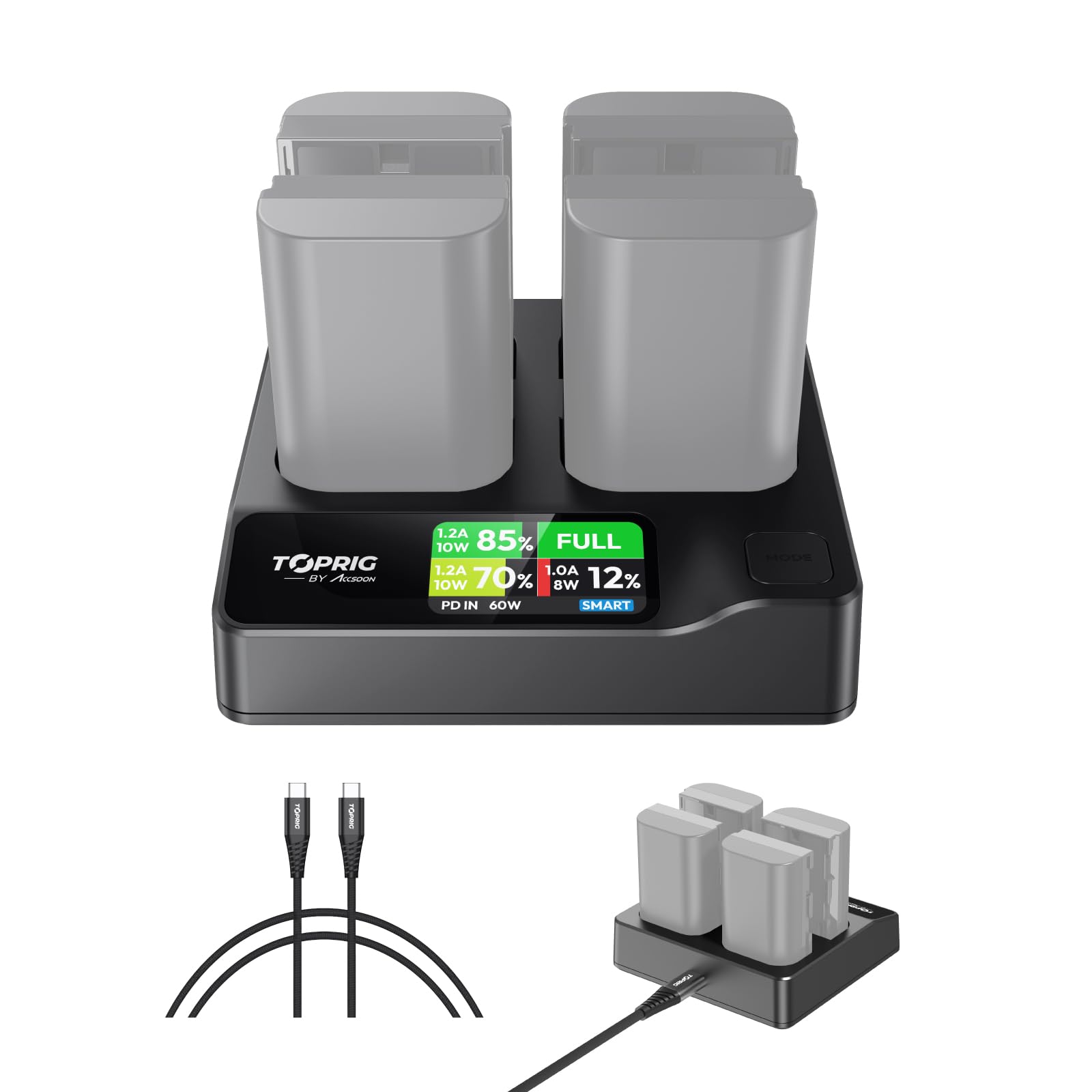 accsoon-toprig-4-kanal-lp-e6-ladeger-t-pd-60w-schnelllader-mit-lcd-display image 1
