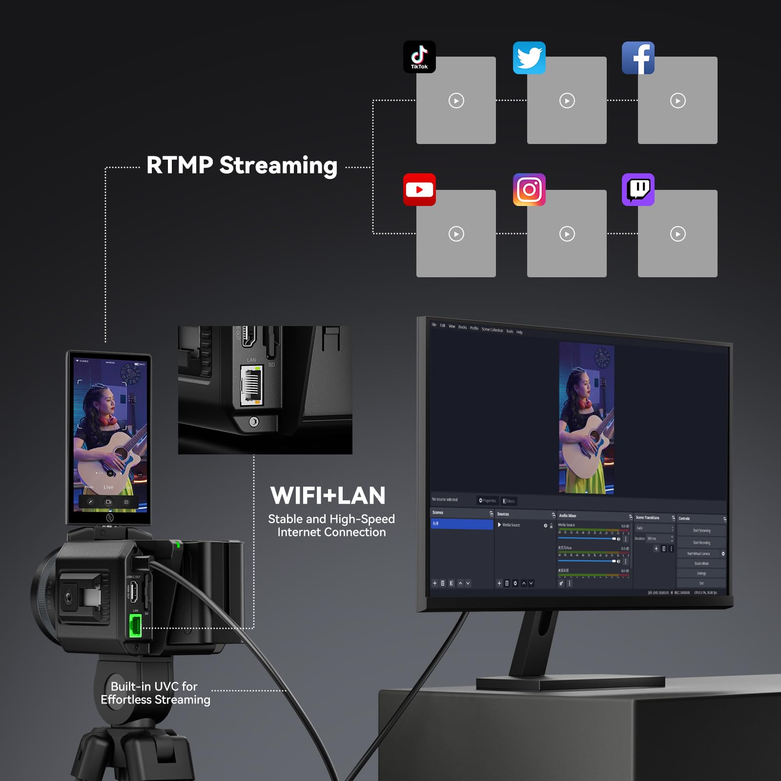 hollyland-venusliv-live-streaming-kamera-1080p-60fps-mit-rtmp-hdmi-usb-c image 2