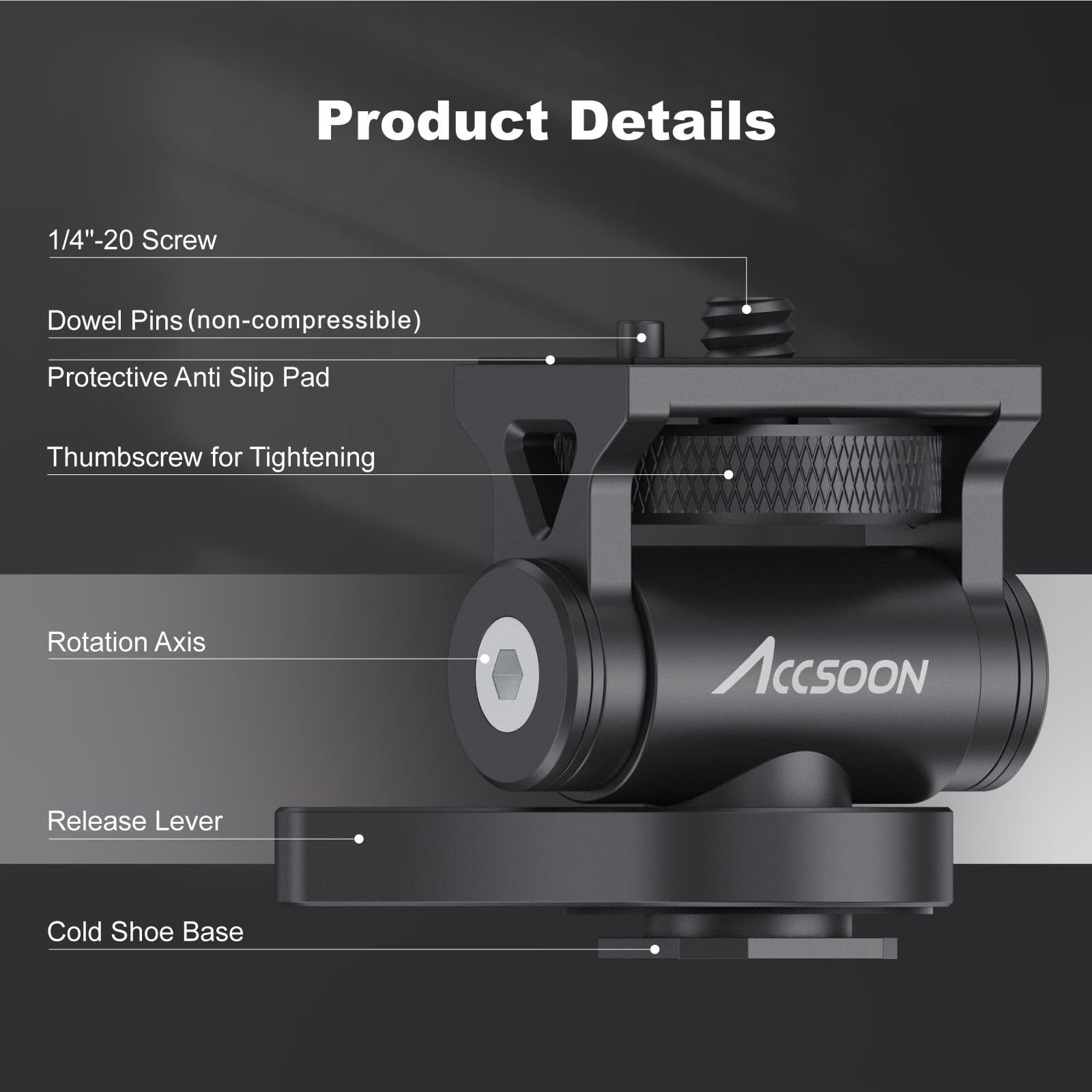 accsoon-cold-shoe-mount-adapter-1-4-multidirektional-180-neigbar image 2