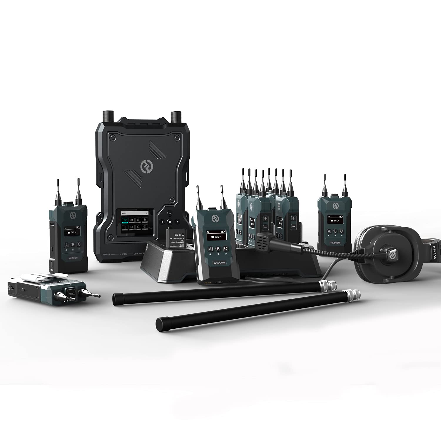 hollyland-solidcom-m1-intercom-system-mit-basisstation-8-beltpacks-headsets-400m image 1