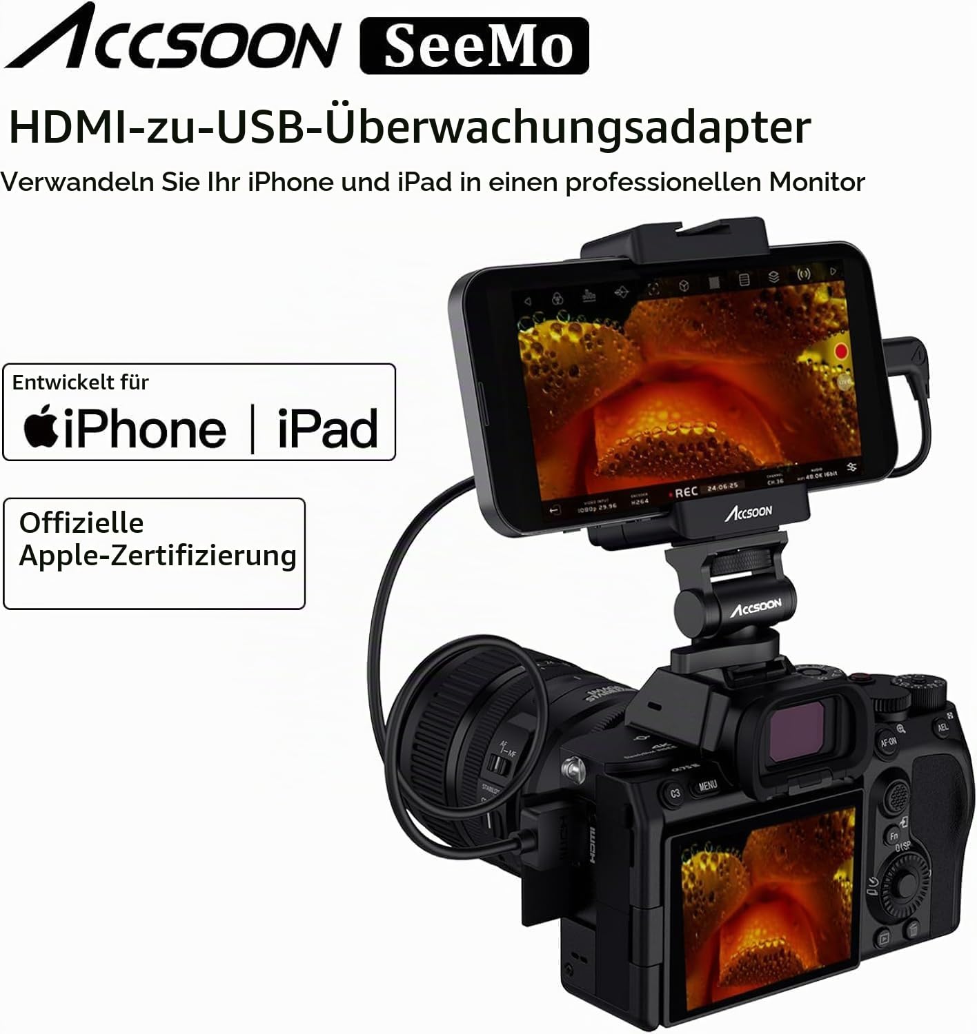 accsoon-seemo-hdmi-auf-usb-c-video-capture-adapter-1080p60-f-r-iphone-ipad-schwa image 2