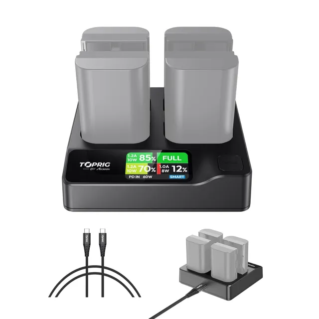 accsoon-toprig-4-kanal-lp-e6-ladeger-t-pd-60w-schnelllader-mit-lcd-display image 1